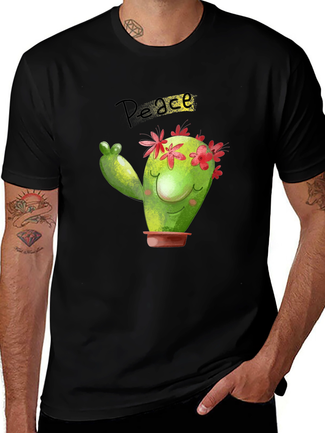 Peace Cactus Black T-Shirt