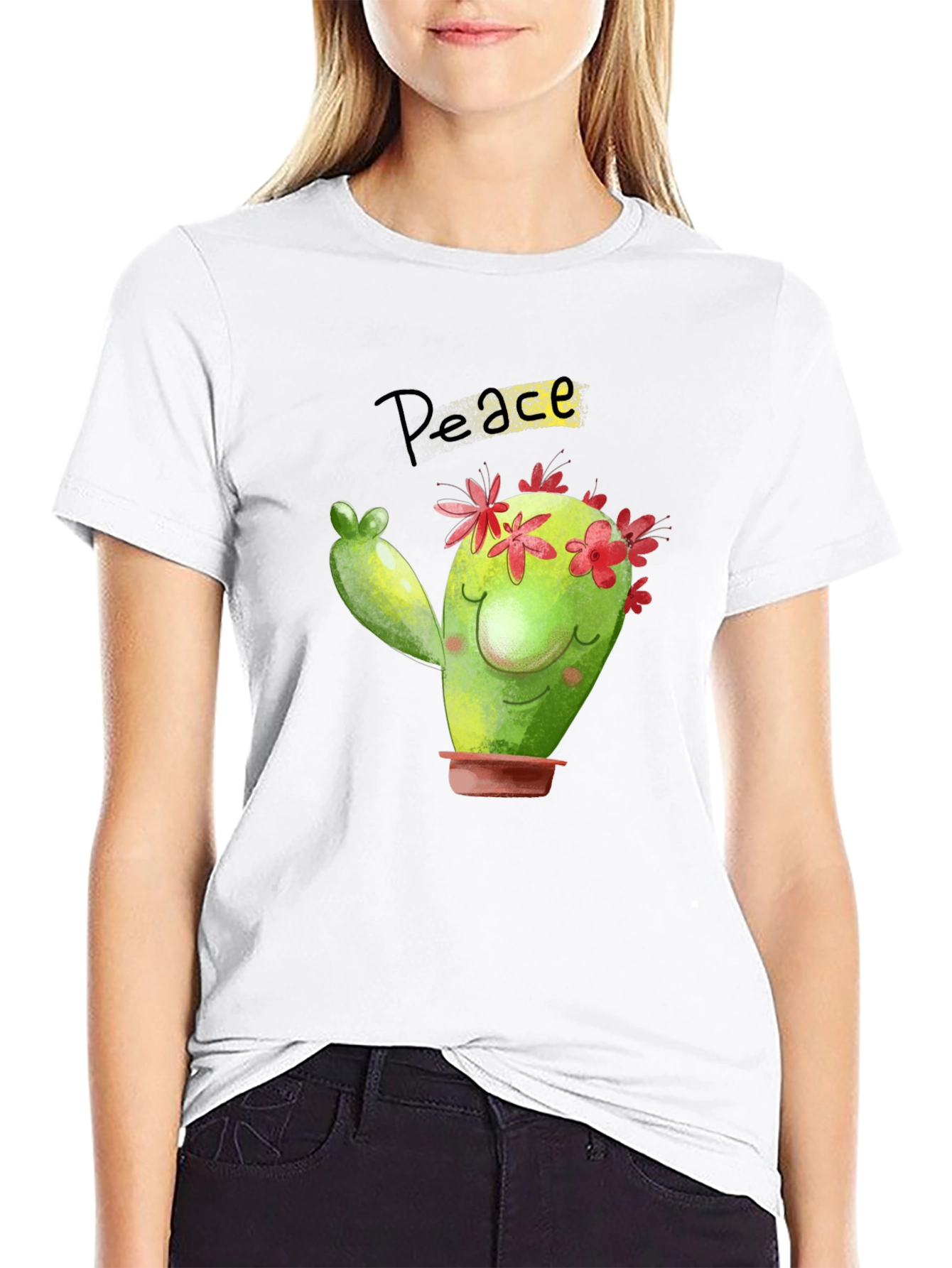 Peace Cactus Black T-Shirt