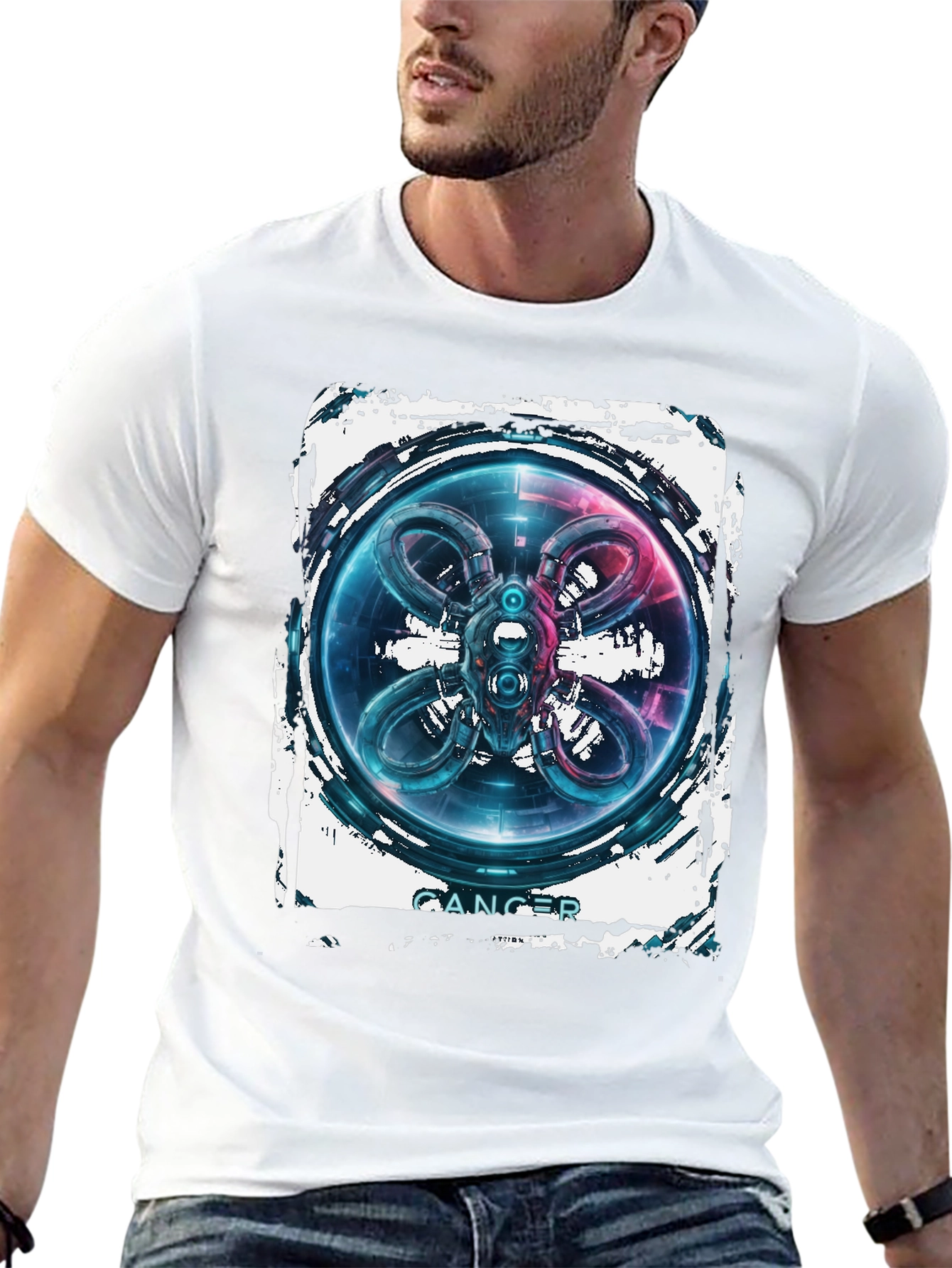 CANCER Abstract Graphic Black T-Shirt