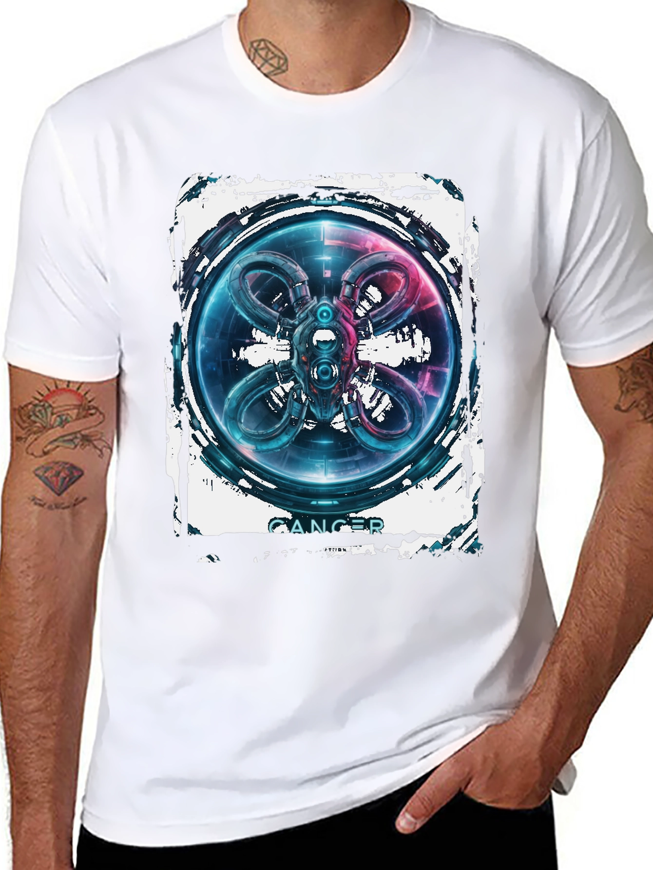CANCER Abstract Graphic Black T-Shirt