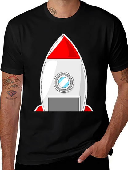 Rocket Ship Graphic Tee - Blast Off in Style!
