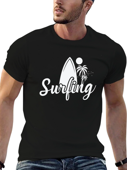 Surfing Graphic Black T-Shirt