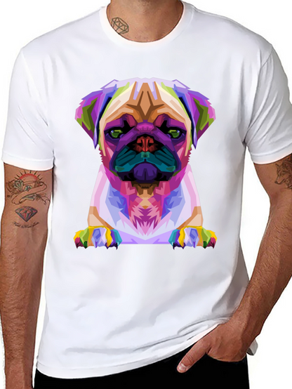 Abstract Pug Graphic Tee - Black