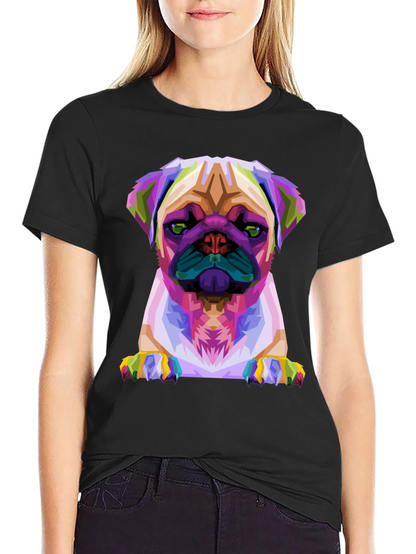 Abstract Pug Graphic Tee - Black