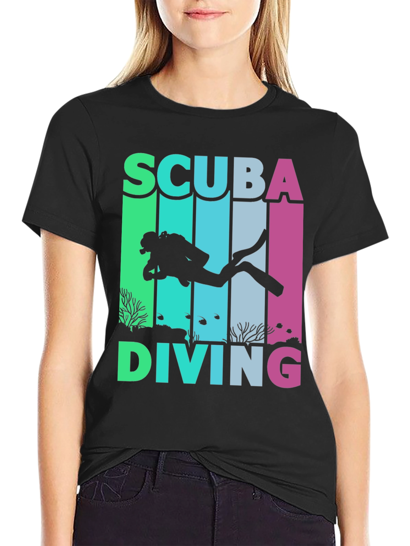 Scuba Diving T-Shirt - Diver Silhouette Graphic Tee