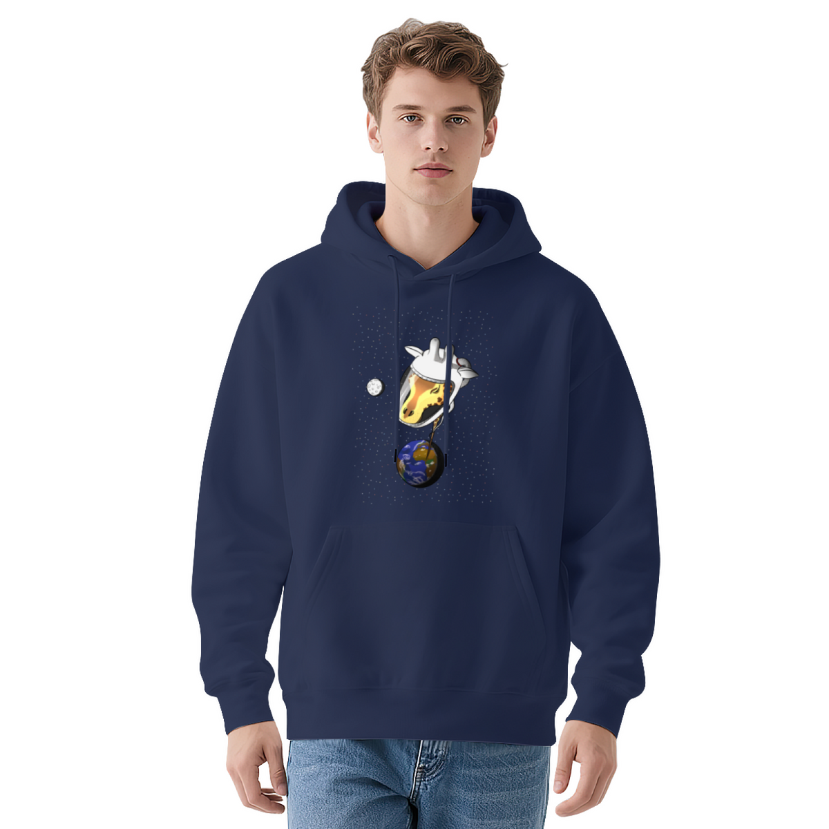 Cool Graphic Hoodie - Illustration Space-Helmeted With