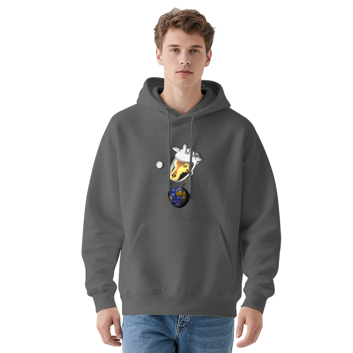 Cool Graphic Hoodie - Illustration Space-Helmeted With