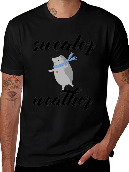 Sweater Weather Hedgehog Tee - Cute Winter Shirt