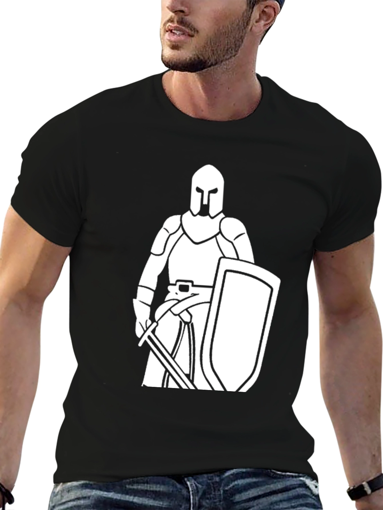 Knight Graphic Tee - Black Cotton T-Shirt