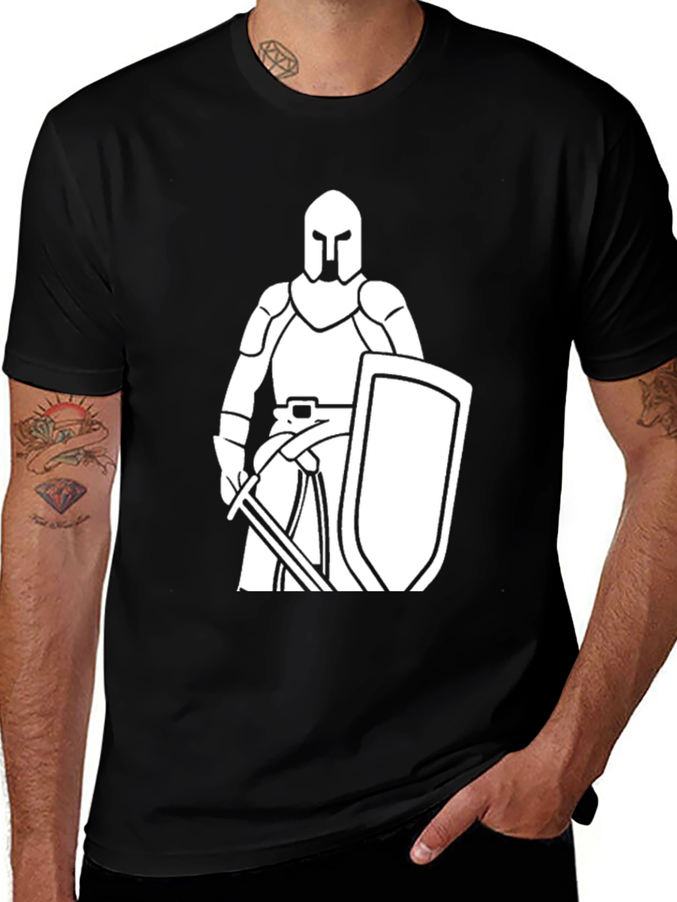 Knight Graphic Tee - Black Cotton T-Shirt
