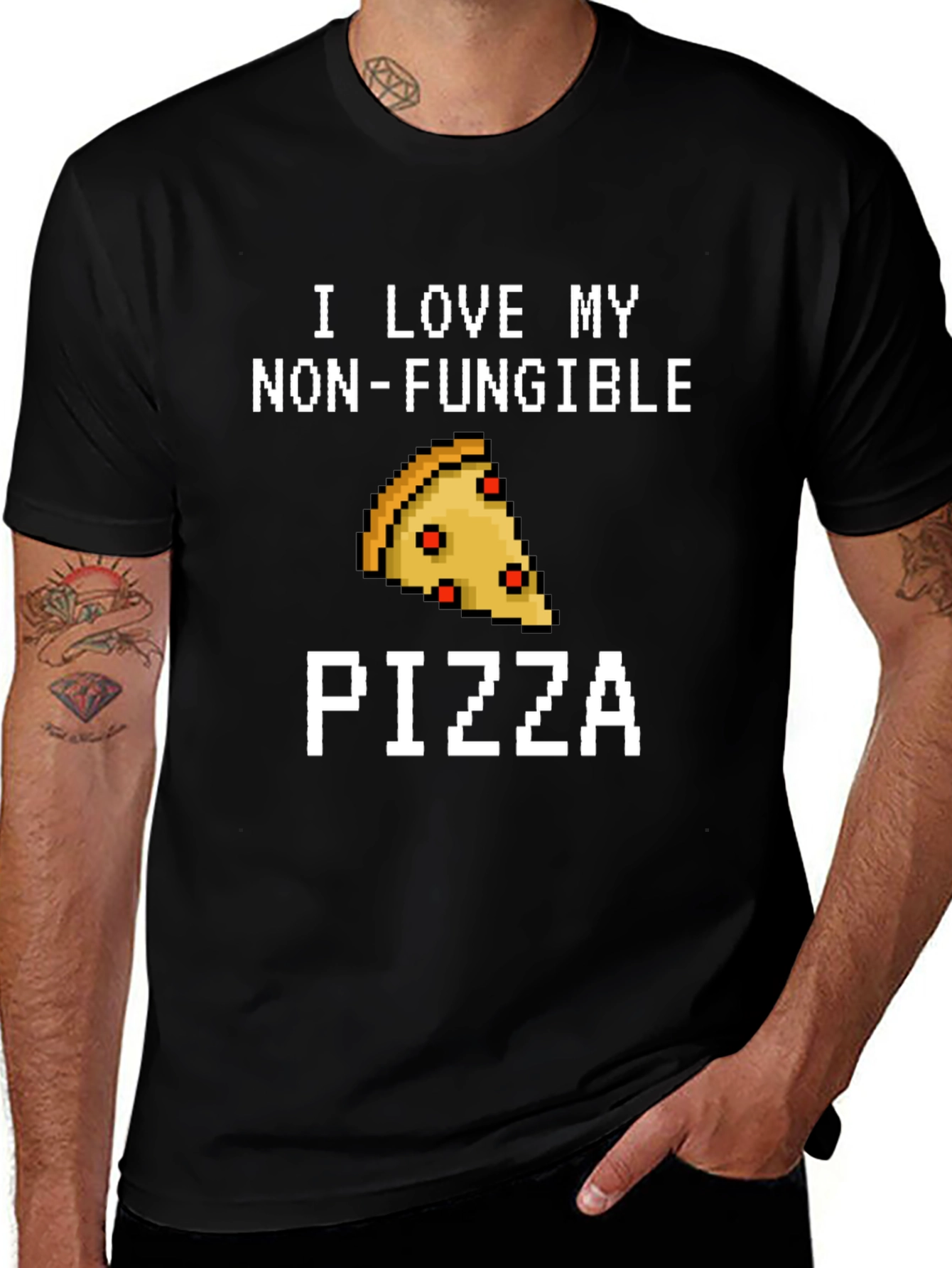Non-Fungible Pizza T-Shirt - Pixel Art Foodie Tee