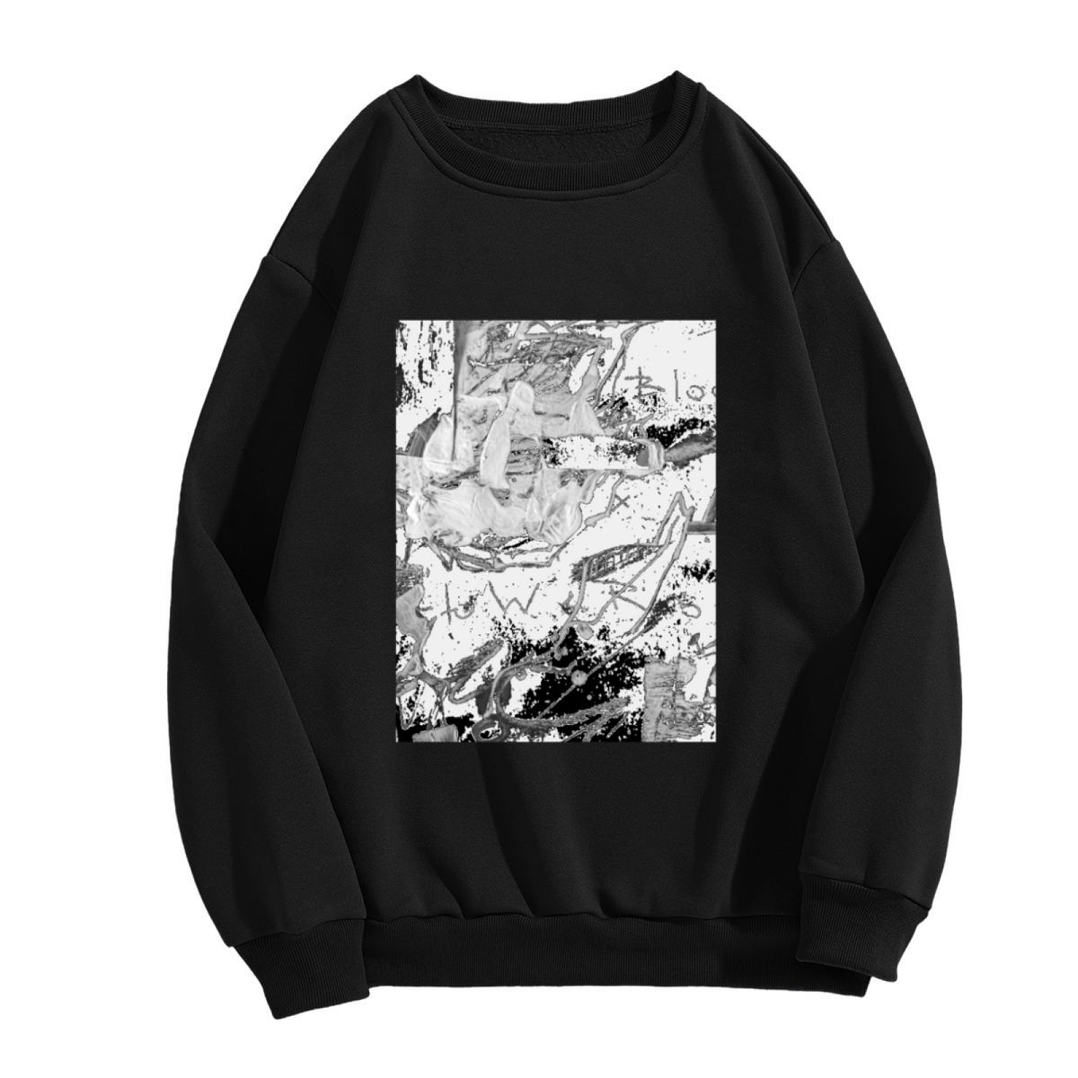 Abstract Graffiti Scrawl Sweatshirt - Dark Distorted Doodle Crewneck, Punk Street Art Pullover, Experimental Grunge Sweatshirt, Avant Gift Top