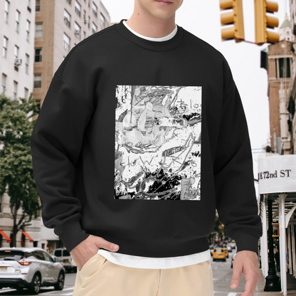 Abstract Graffiti Scrawl Sweatshirt - Dark Distorted Doodle Crewneck, Punk Street Art Pullover, Experimental Grunge Sweatshirt, Avant Gift Top