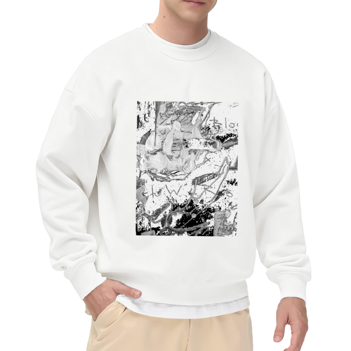 Abstract Graffiti Scrawl Sweatshirt - Dark Distorted Doodle Crewneck, Punk Street Art Pullover, Experimental Grunge Sweatshirt, Avant Gift Top