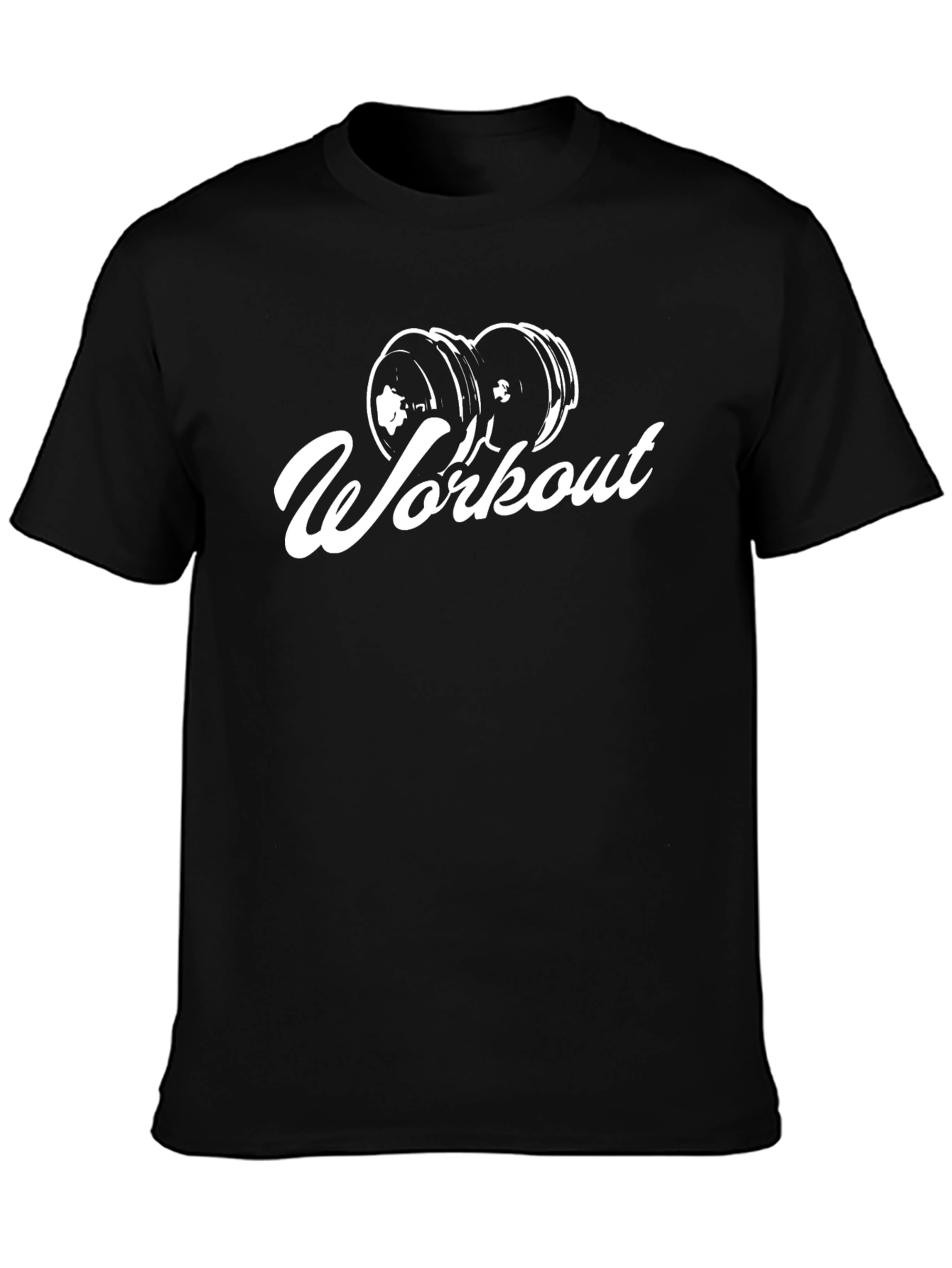 Workout Black T-Shirt with Dumbbell Graphic
