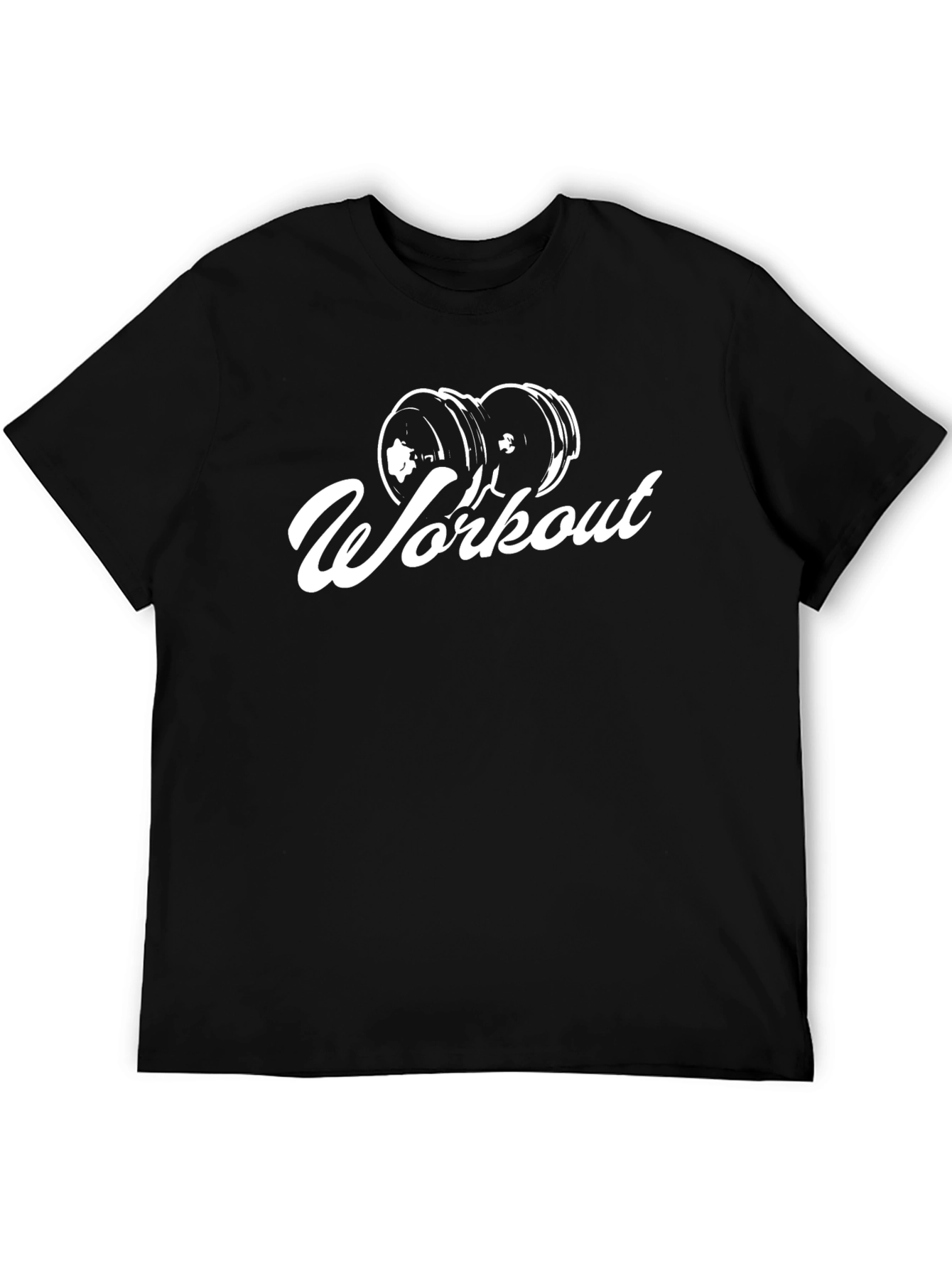 Workout Black T-Shirt with Dumbbell Graphic