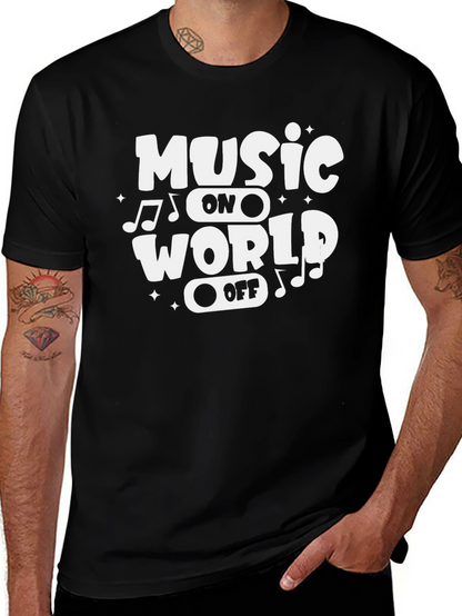 Music On World Off Graphic Tee - Black