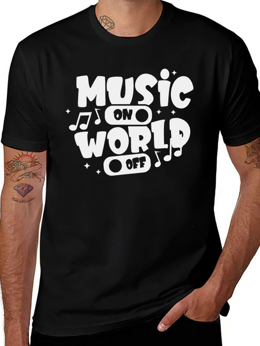 Music On World Off Graphic Tee - Black