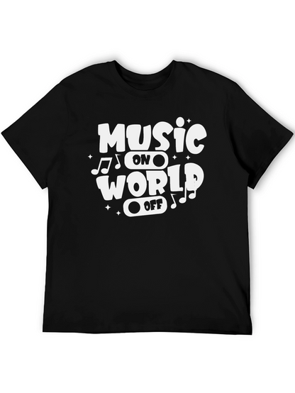 Music On World Off Graphic Tee - Black