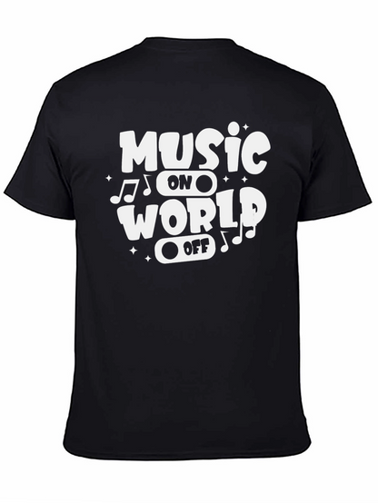 Music On World Off Graphic Tee - Black