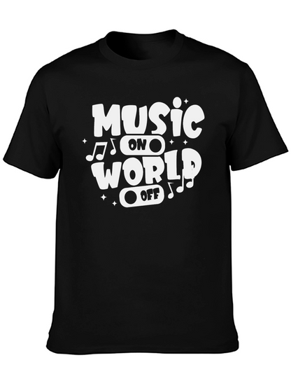 Music On World Off Graphic Tee - Black