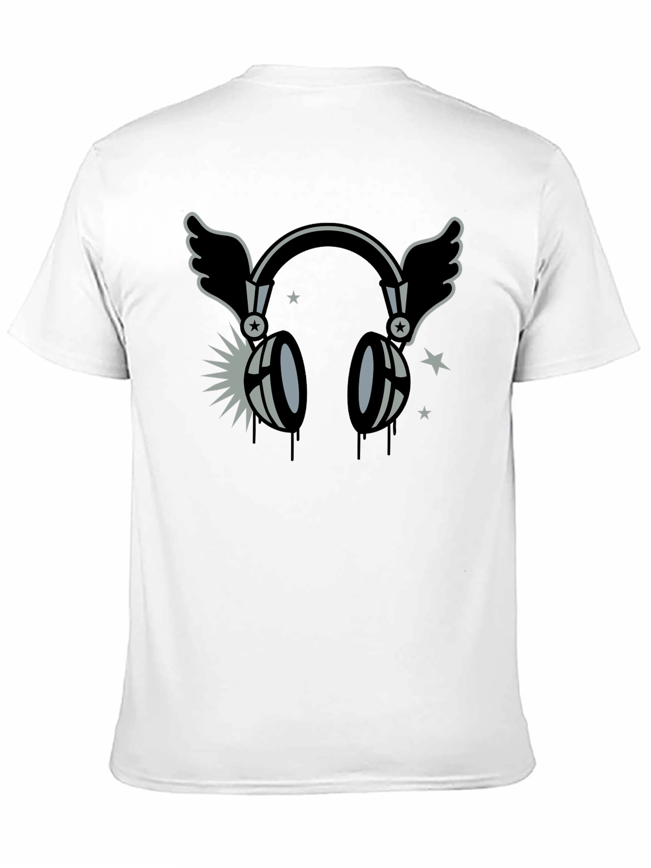 Winged Headphones Graphic T-Shirt - Black