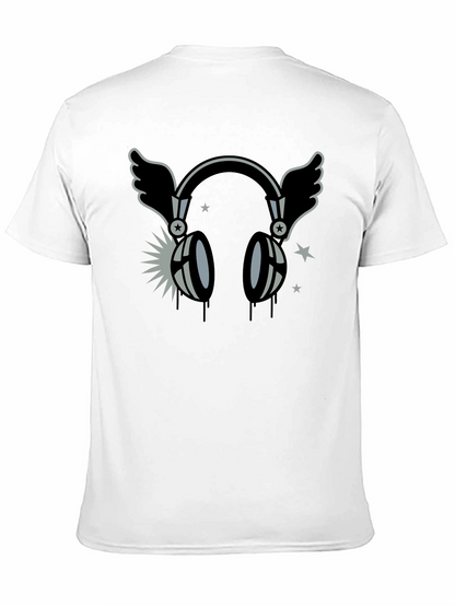 Winged Headphones Graphic T-Shirt - Black
