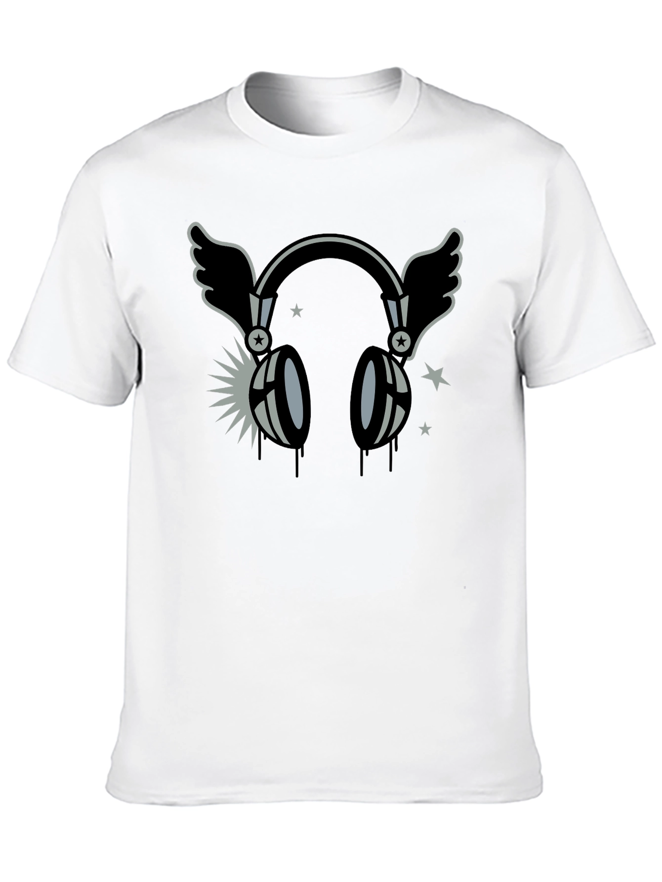 Winged Headphones Graphic T-Shirt - Black
