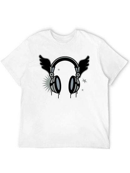 Winged Headphones Graphic T-Shirt - Black
