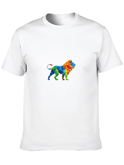 Geometric Lion Graphic Tee - Modern Style