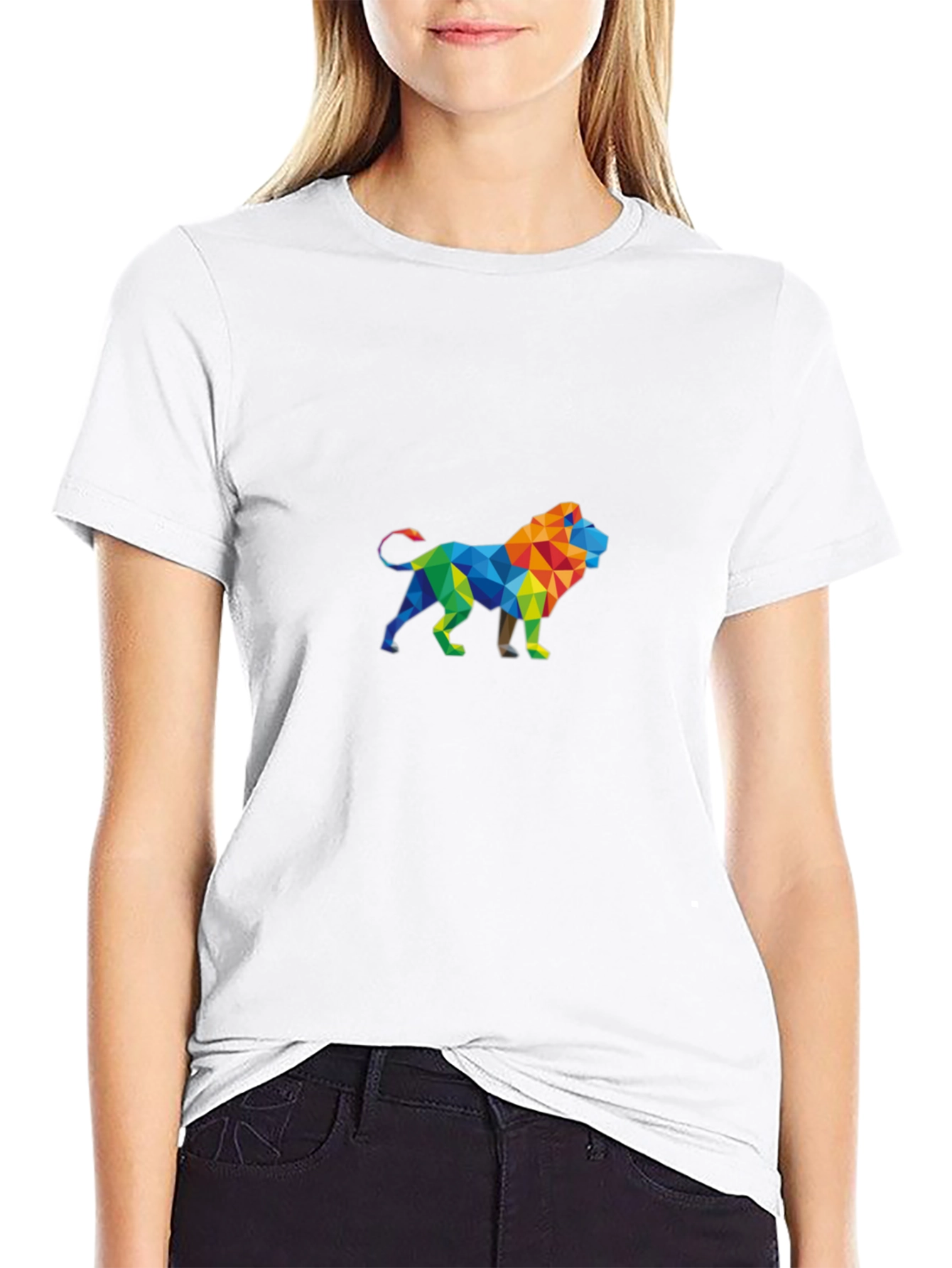 Geometric Lion Graphic Tee - Modern Style