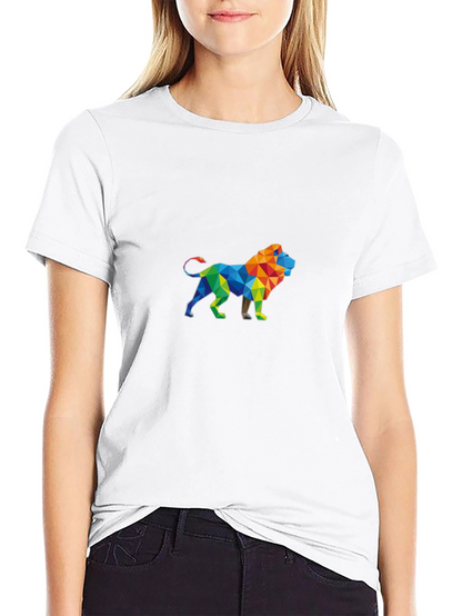 Geometric Lion Graphic Tee - Modern Style