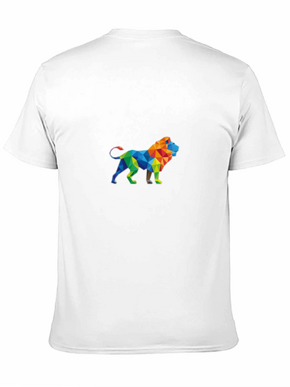 Geometric Lion Graphic Tee - Modern Style