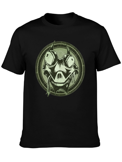 Edgy Cartoon Character Graphic Print Black T-Shirt