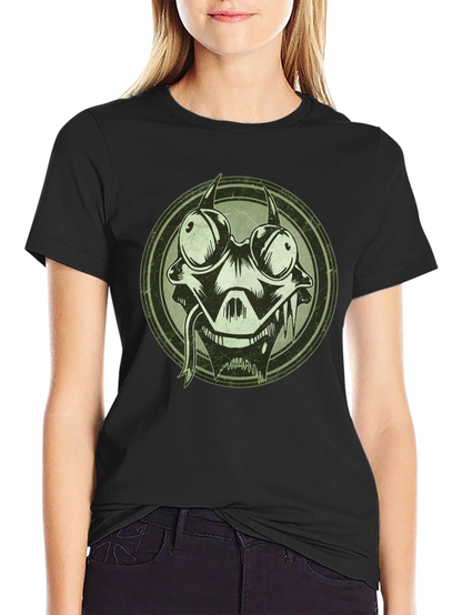 Edgy Cartoon Character Graphic Print Black T-Shirt