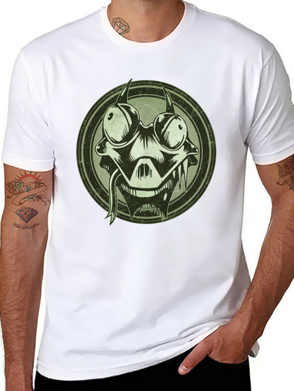 Edgy Cartoon Character Graphic Print Black T-Shirt