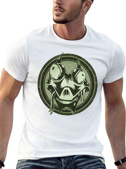 Edgy Cartoon Character Graphic Print Black T-Shirt