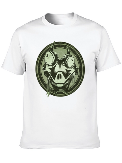 Edgy Cartoon Character Graphic Print Black T-Shirt