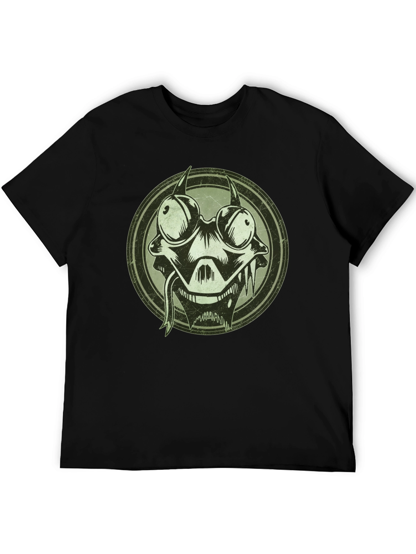 Edgy Cartoon Character Graphic Print Black T-Shirt