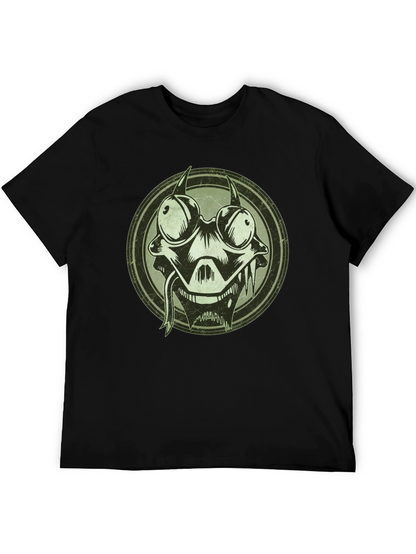 Edgy Cartoon Character Graphic Print Black T-Shirt