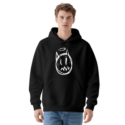 Devil Horns Angel Halo Doodle Face Green Hoodie