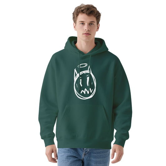 Devil Horns Angel Halo Doodle Face Green Hoodie