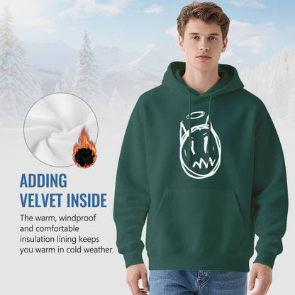 Devil Horns Angel Halo Doodle Face Green Hoodie