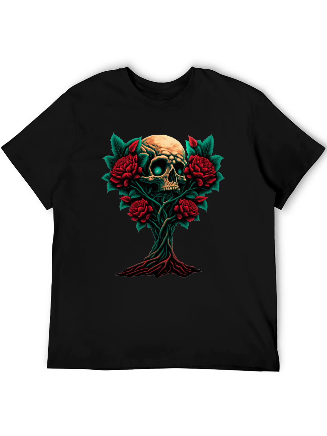 Skull & Roses Graphic Tee - Dark Style