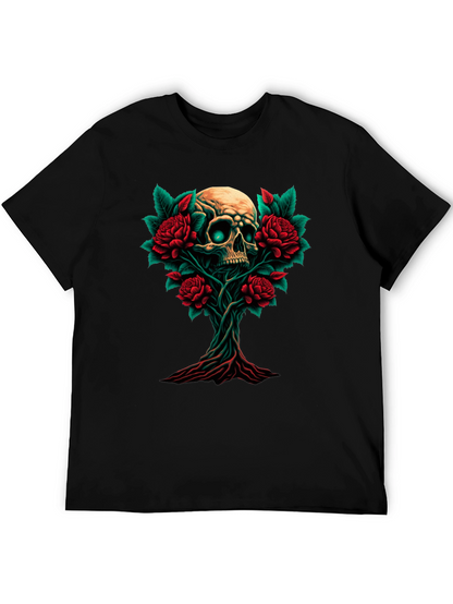 Skull & Roses Graphic Tee - Dark Style