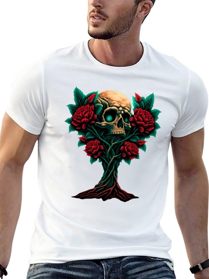 Skull & Roses Graphic Tee - Dark Style