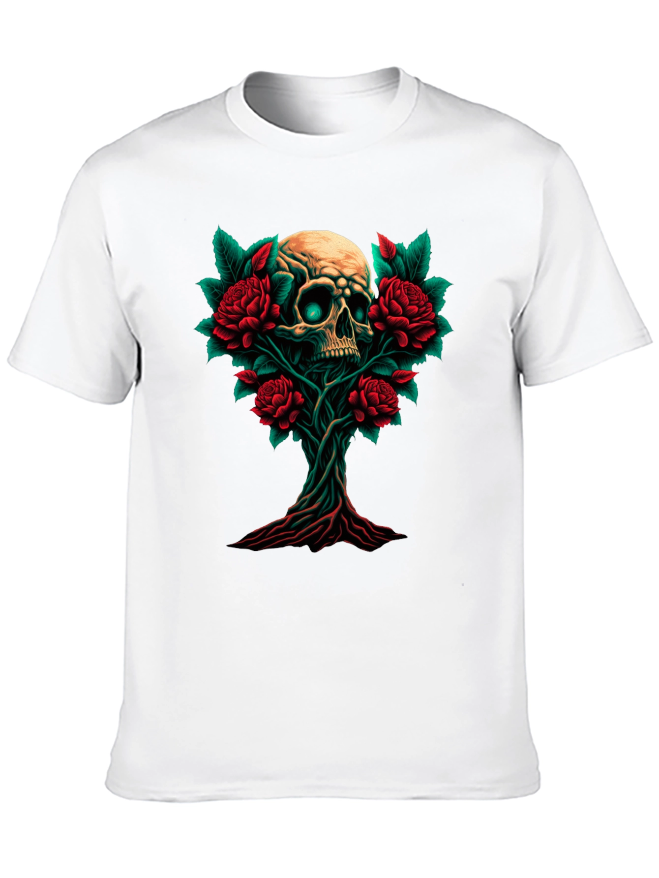 Skull & Roses Graphic Tee - Dark Style