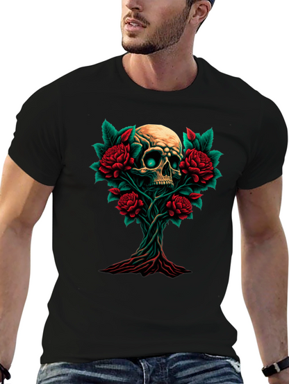Skull & Roses Graphic Tee - Dark Style