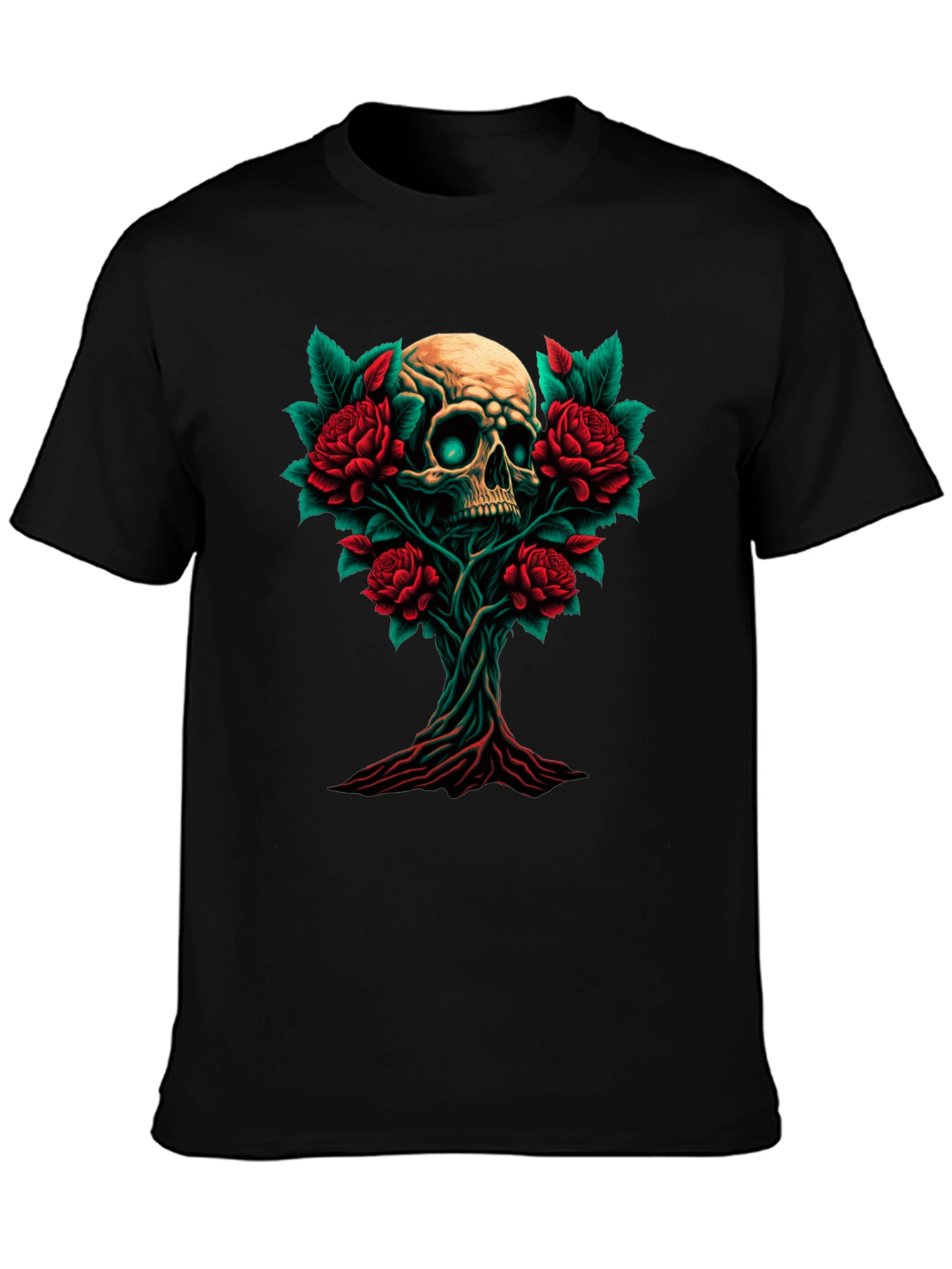 Skull & Roses Graphic Tee - Dark Style