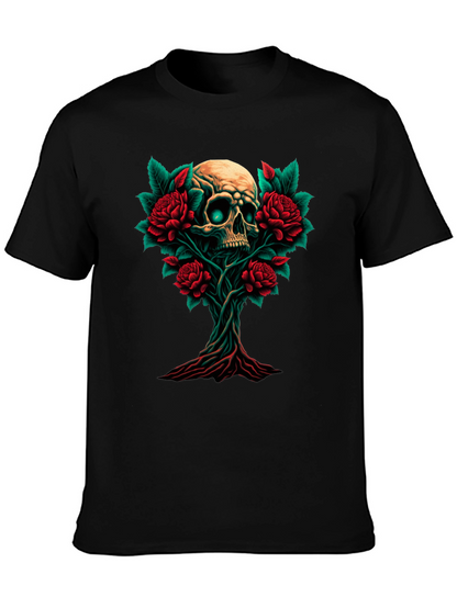 Skull & Roses Graphic Tee - Dark Style